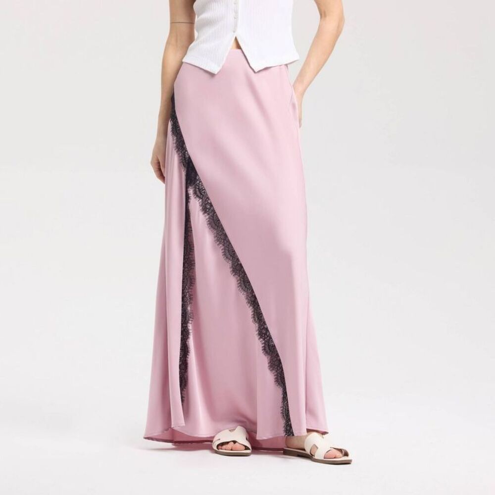 a new day Pink Maxi Skort with Black Lace Trim